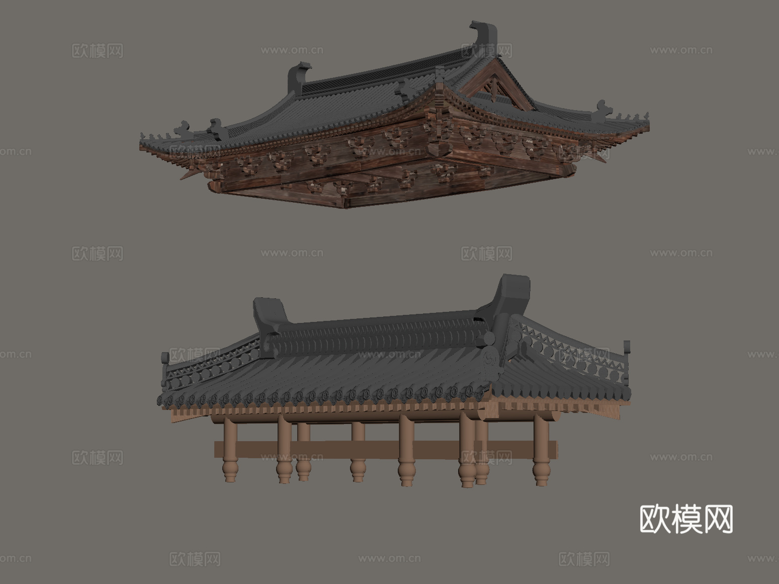 16屋檐 中式屋檐 檐口 瓦片 房檐 房顶su模型