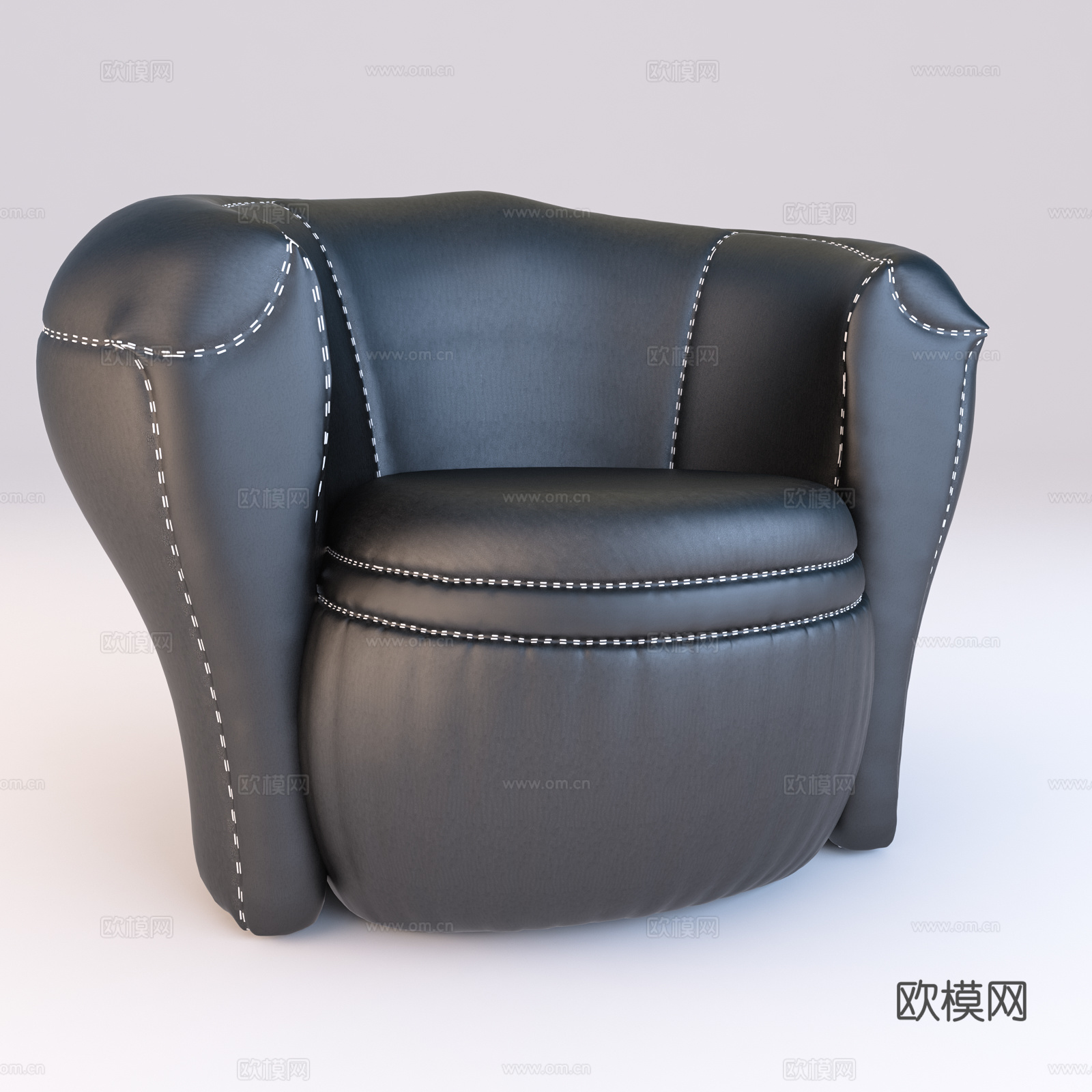 现代单人沙发 皮革沙发 休闲沙发3d模型