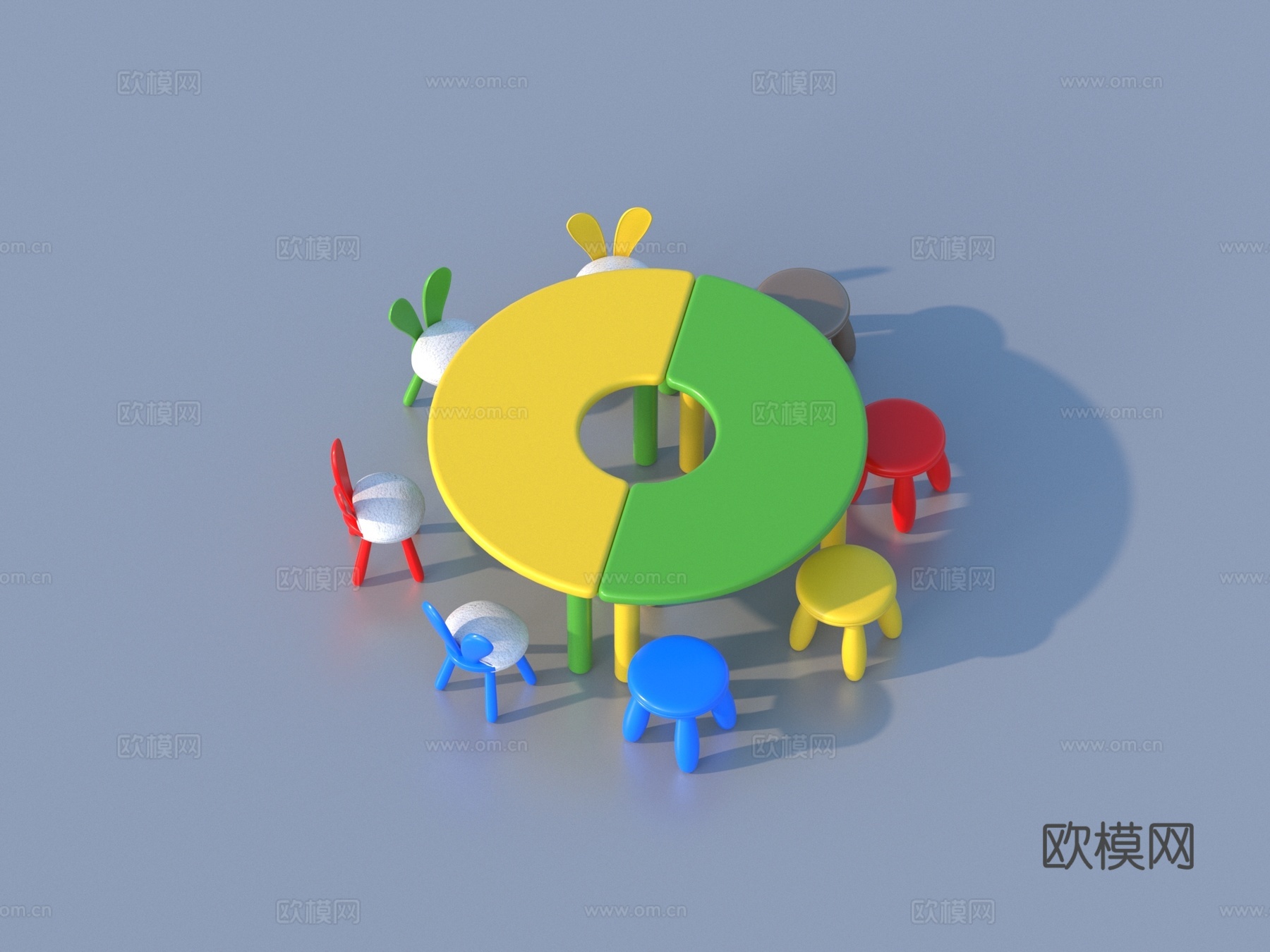 儿童桌椅 玩具桌椅3d模型