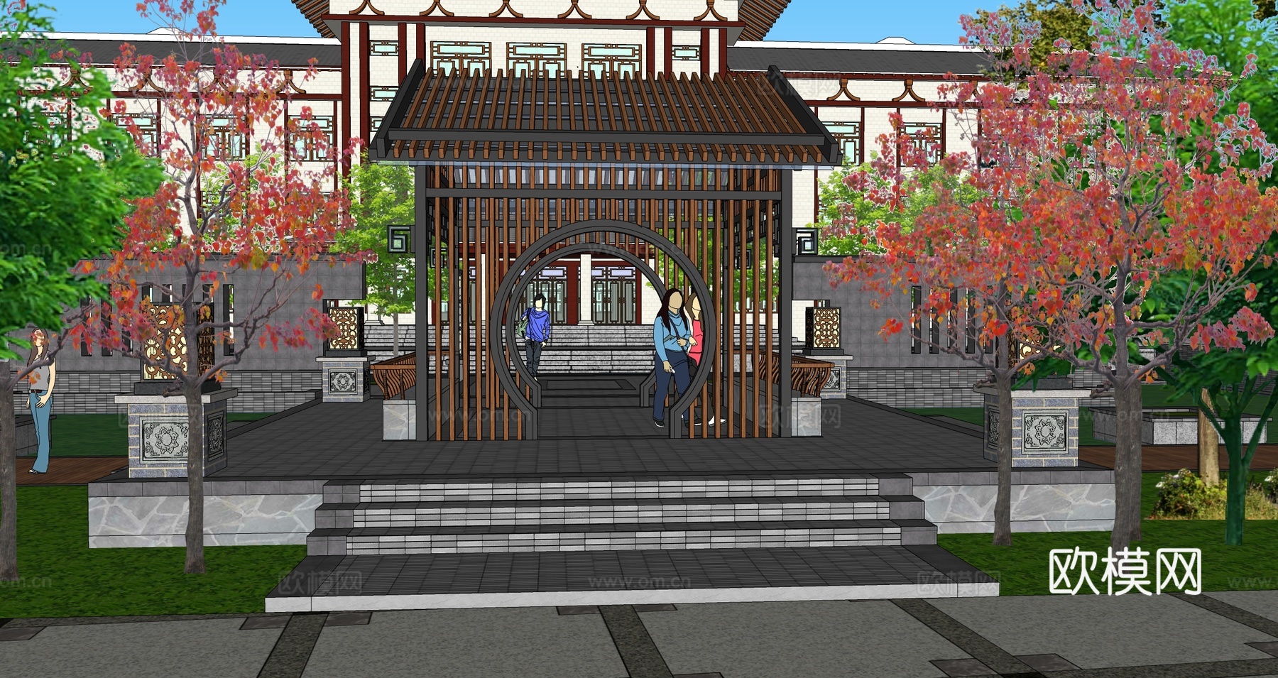 现代学校教学楼su模型下载