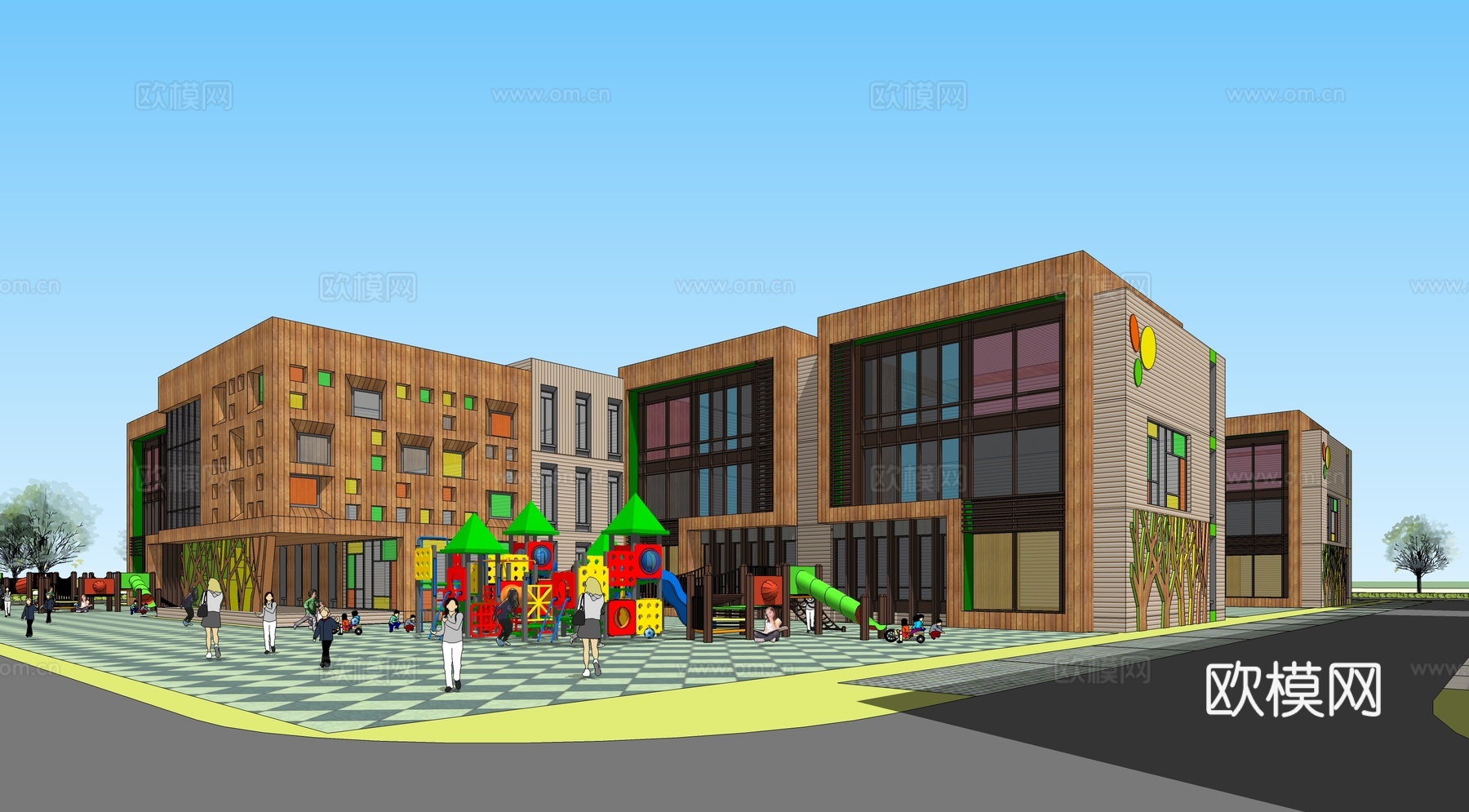 现代幼儿园su模型下载下载（渲染图3）