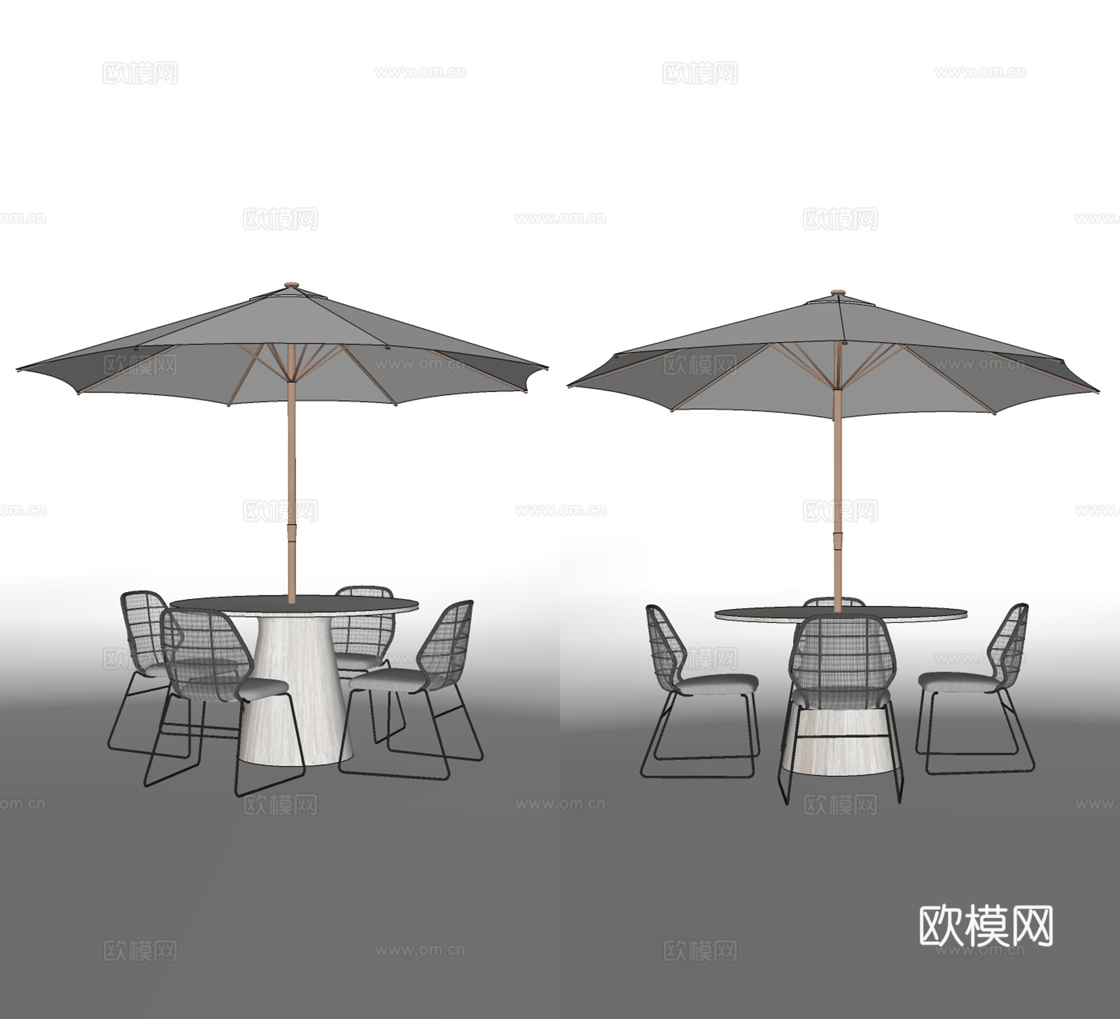 现代户外休闲桌椅su模型下载