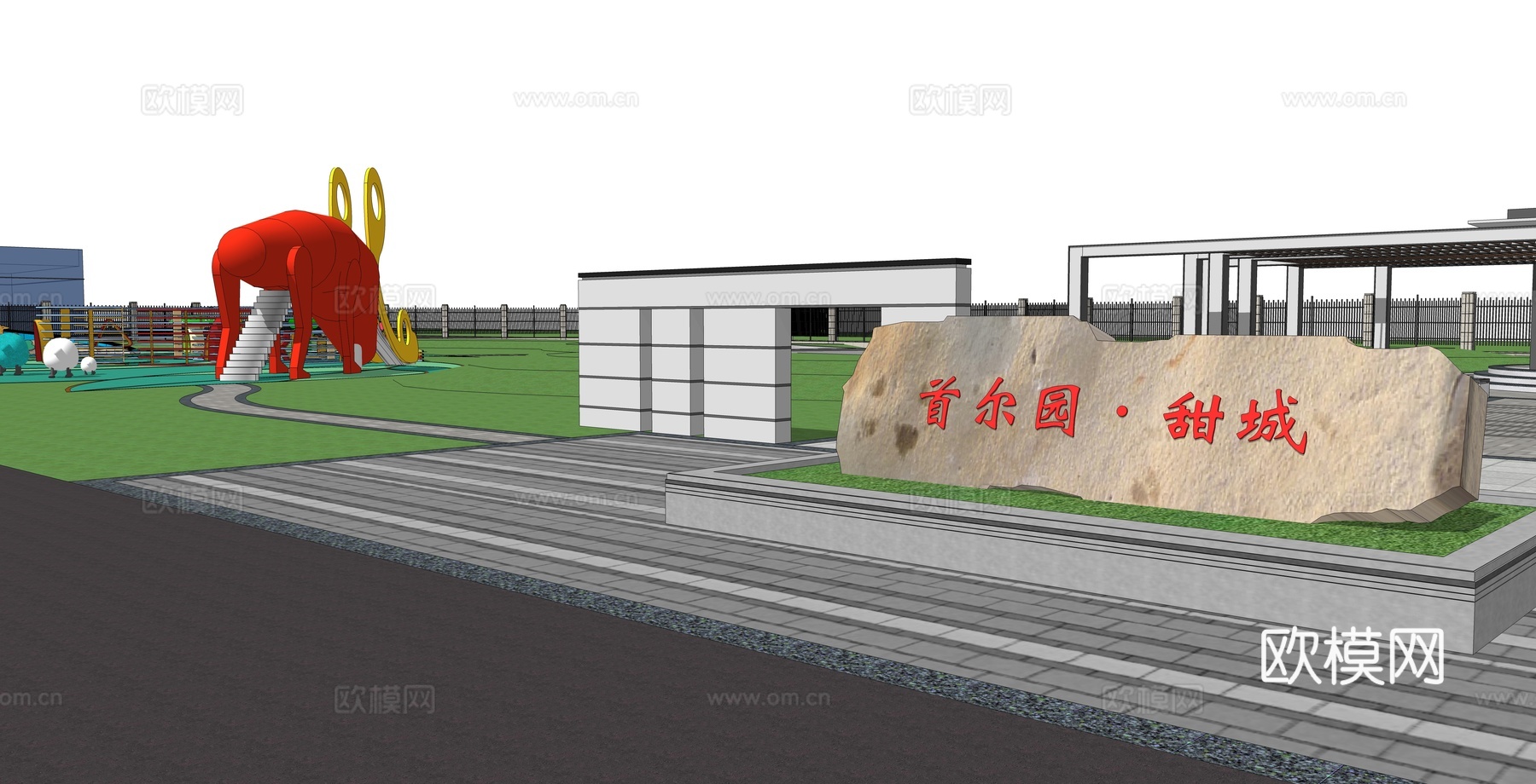 新中式高层小区su模型下载