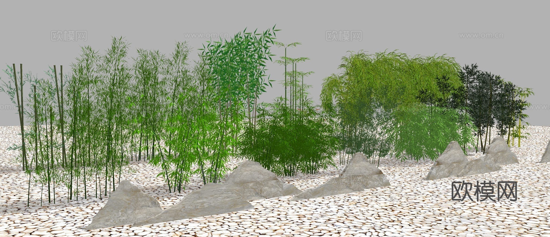 现代竹子su模型下载