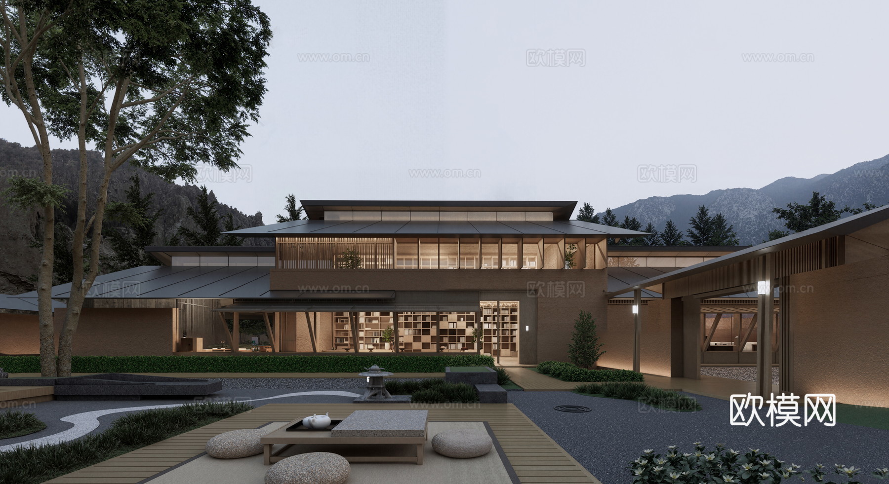 园林 建筑 写实 现代3d模型