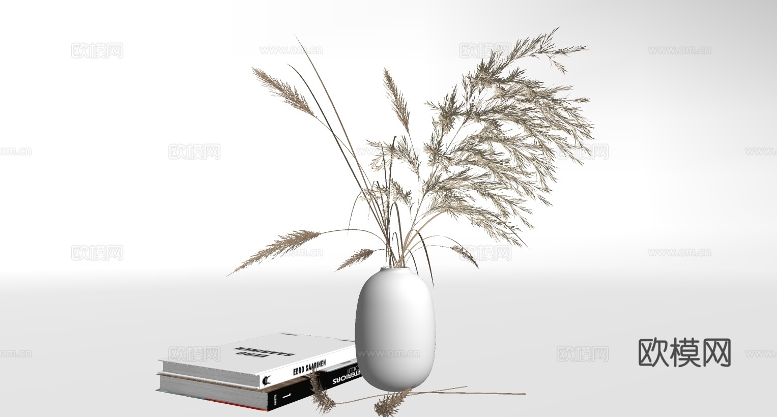 现代芦苇花瓶摆件su模型下载