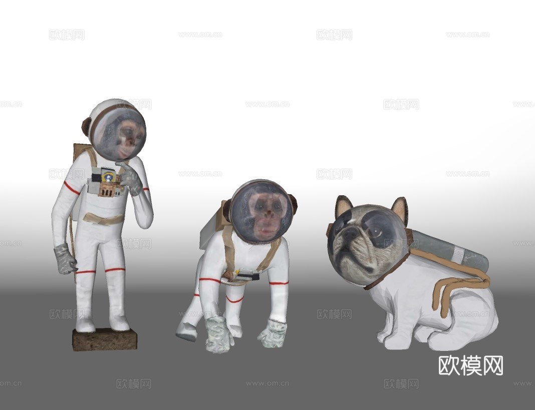 现代太空猴子雕塑摆件su模型下载
