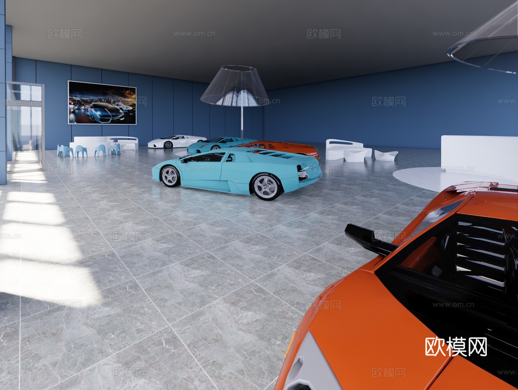现代汽车展厅su模型下载