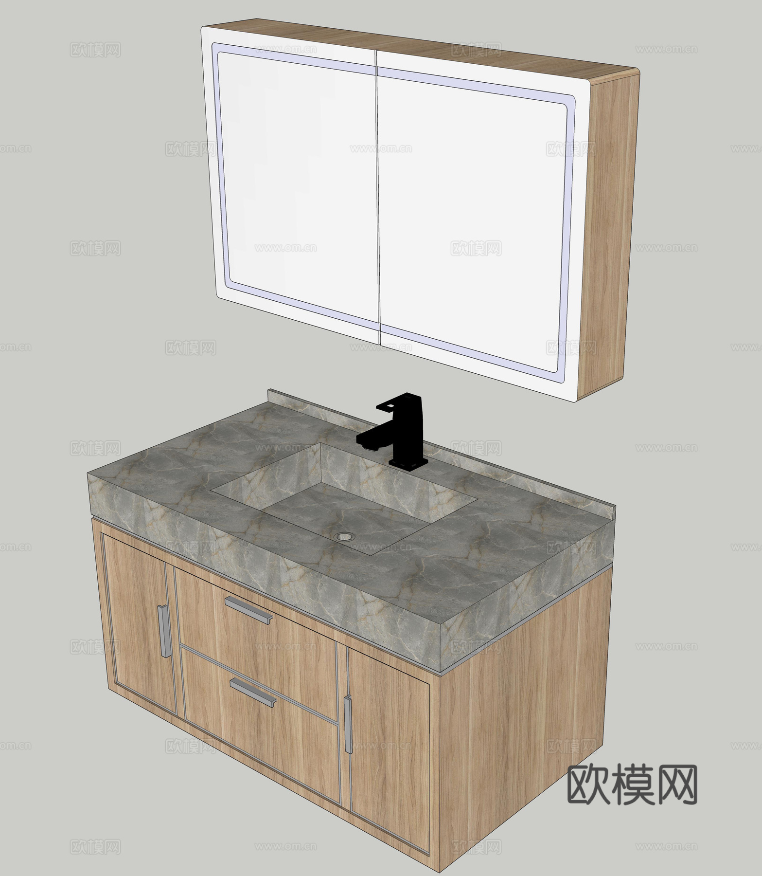 现代浴室洗手台su模型下载下载