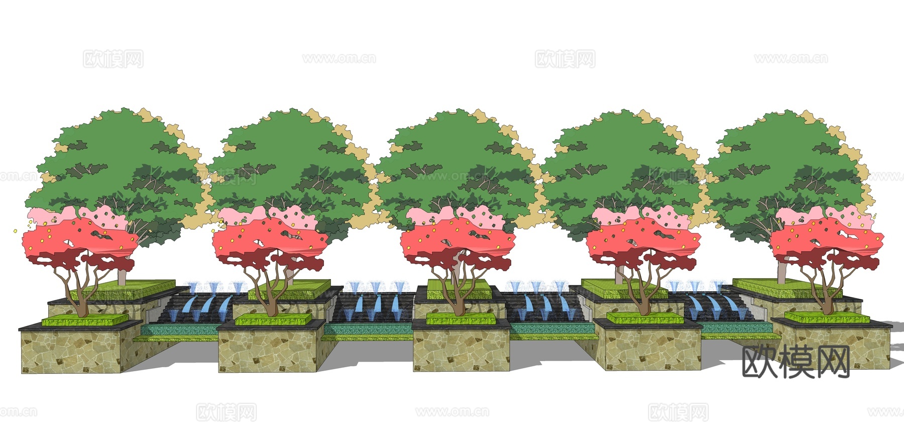 现代树池坐凳su模型下载