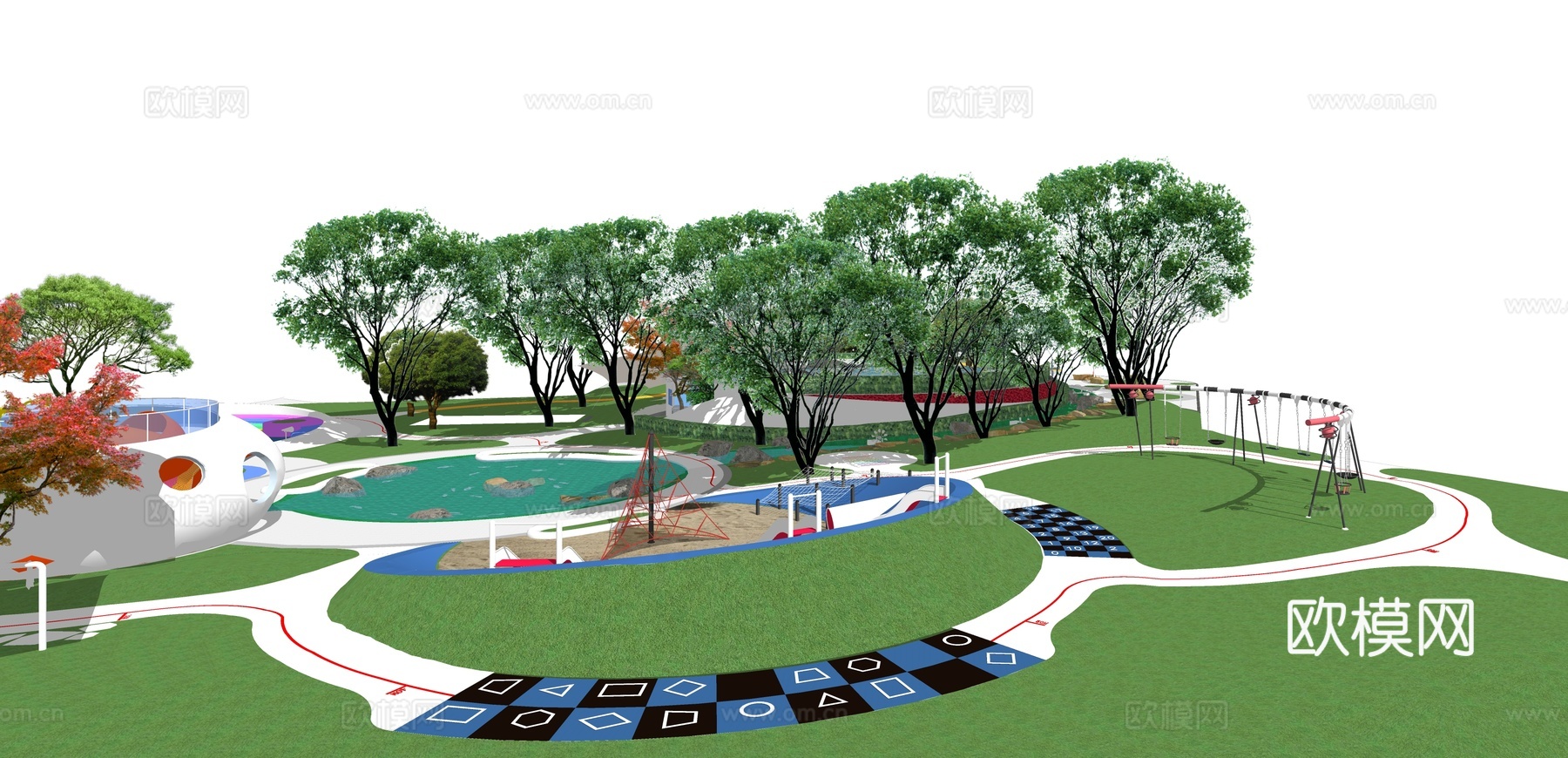 现代儿童活游乐场su模型下载下载（渲染图4）