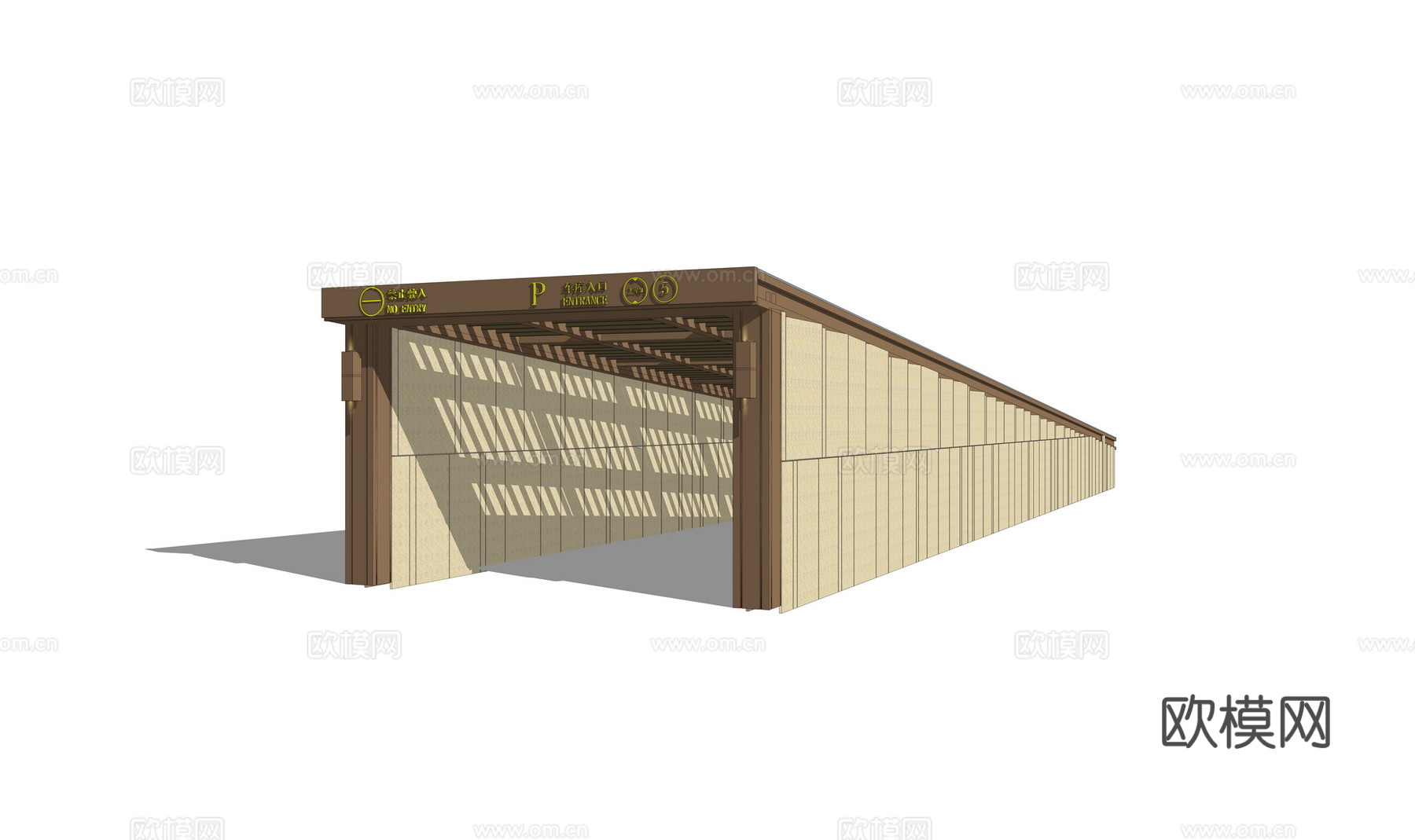现代地下车库出入口su模型下载