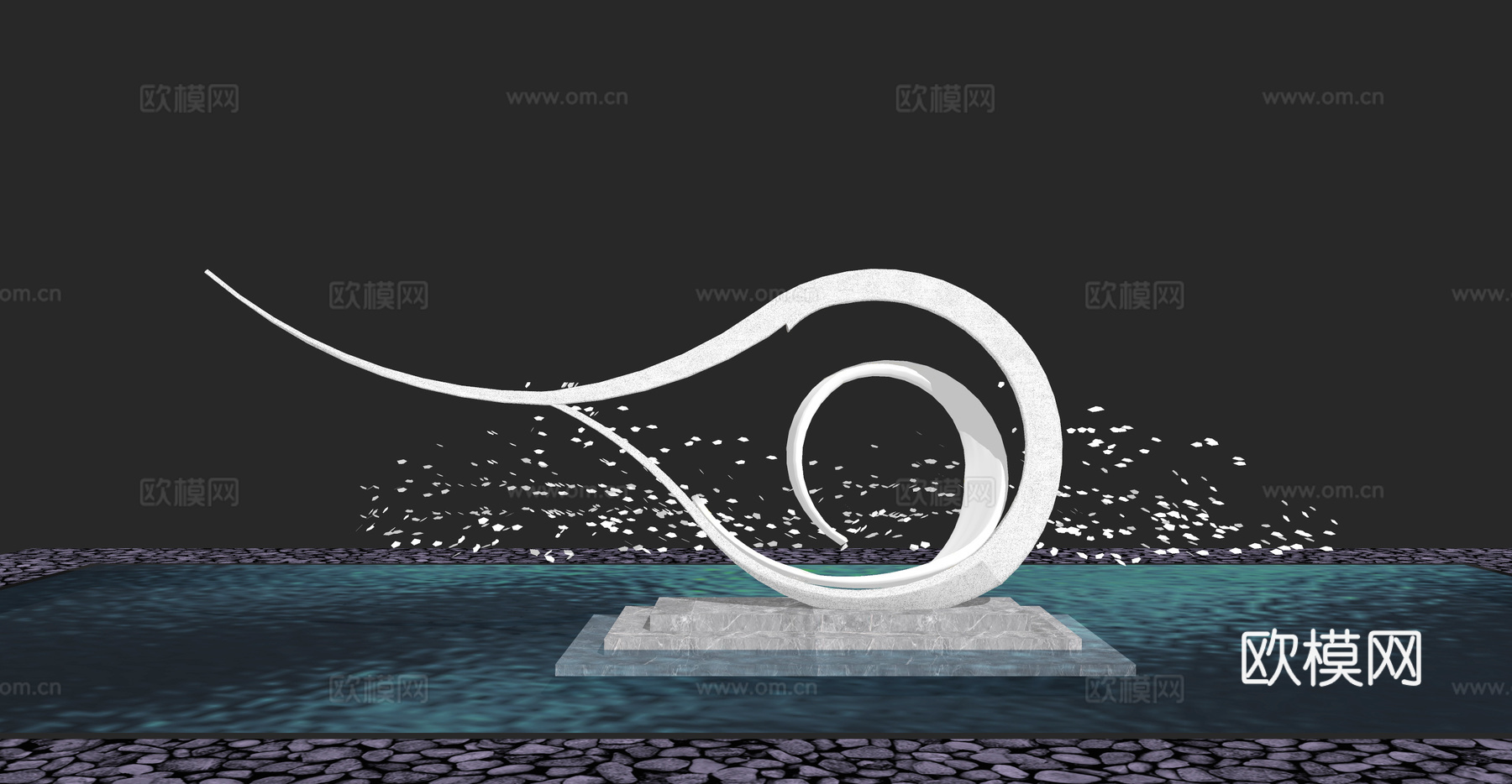 现代水景蜗牛雕塑小品su模型下载