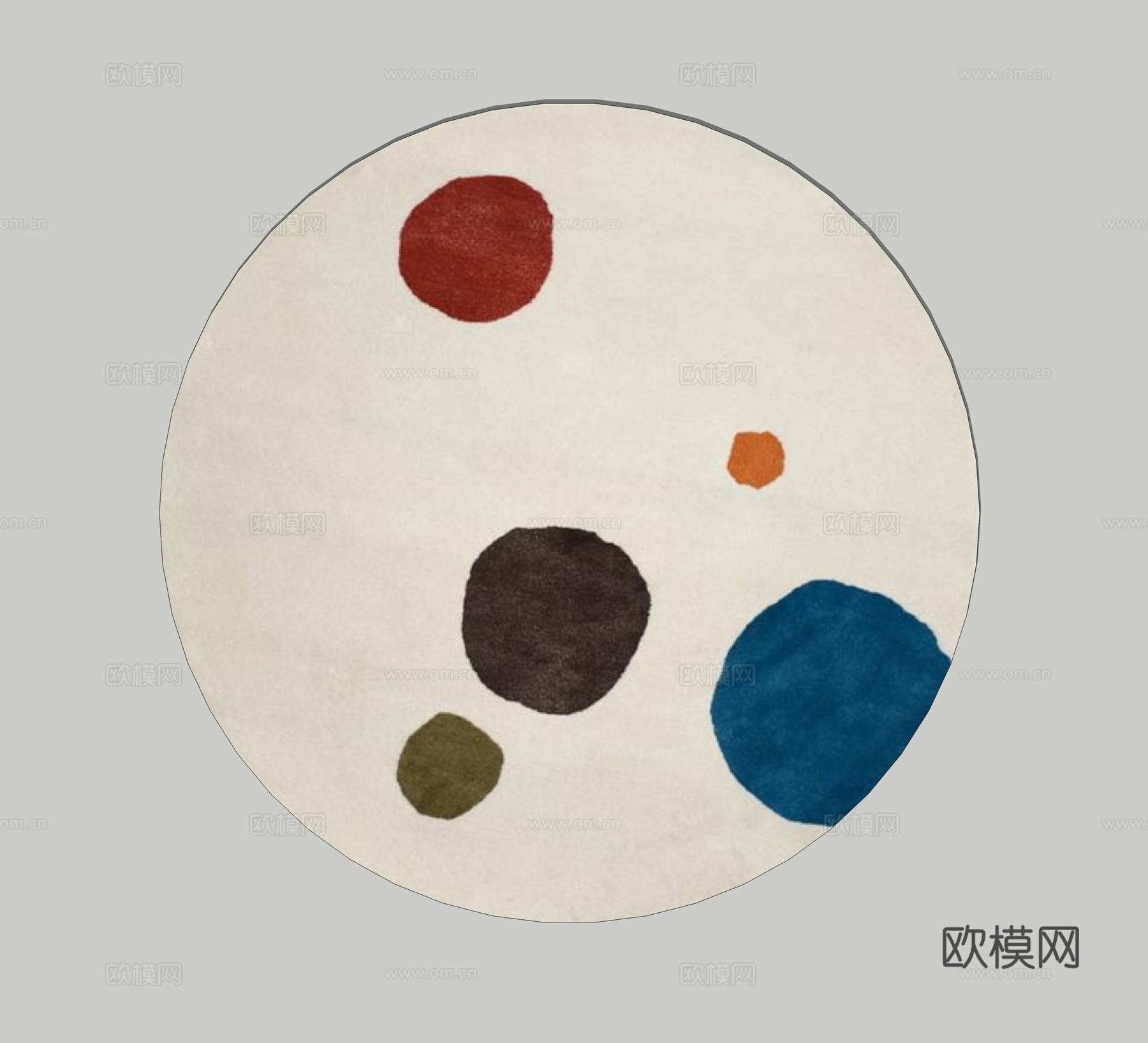 现代圆形艺术地毯su模型下载