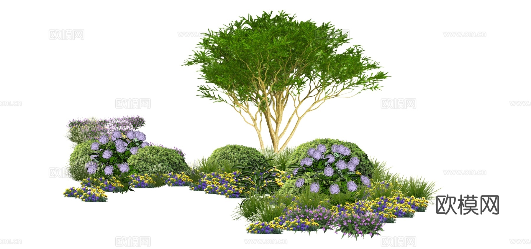 现代绿植景观树su模型下载