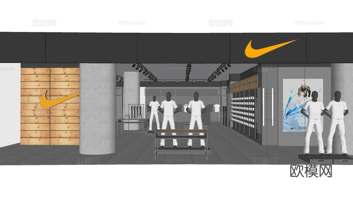 现代耐克运动服专卖店su模型下载