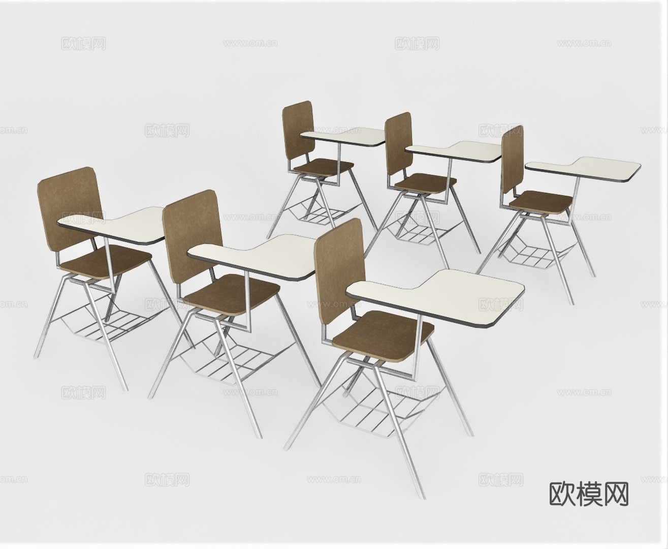 现代课桌椅su模型下载