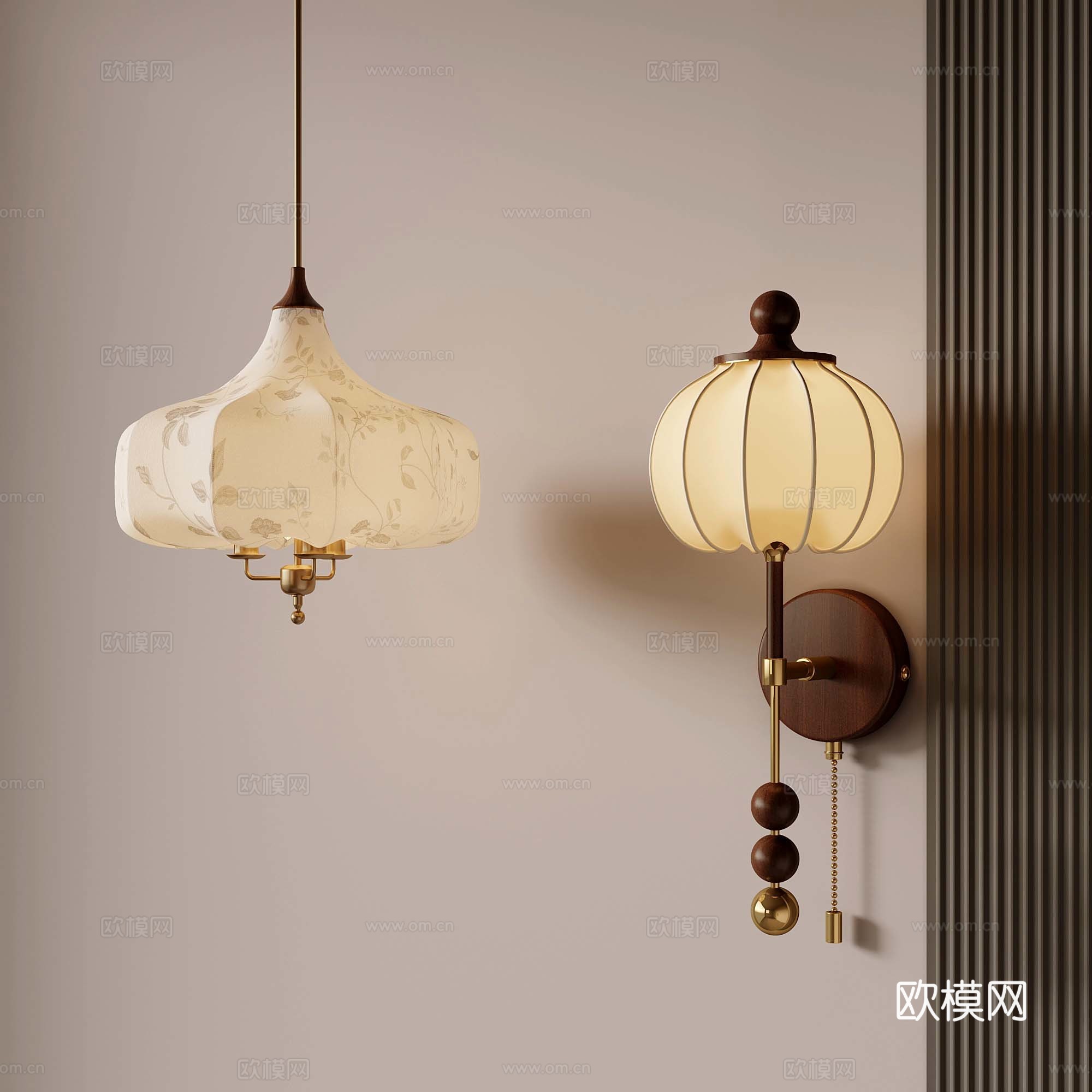 08法式中古风壁灯 吊灯su模型