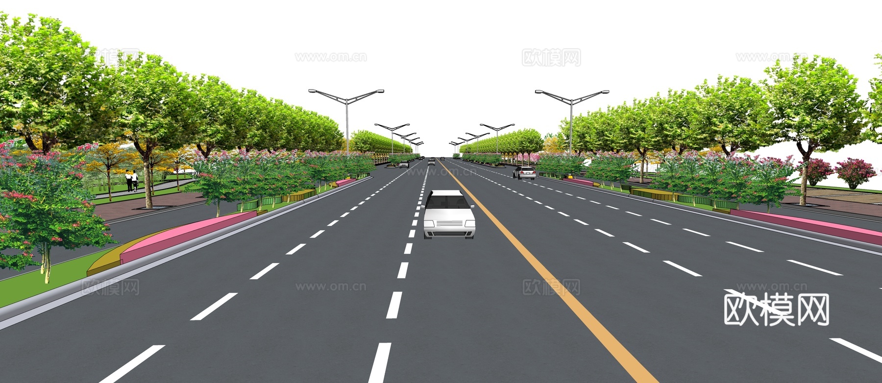 现代市政道路su模型下载