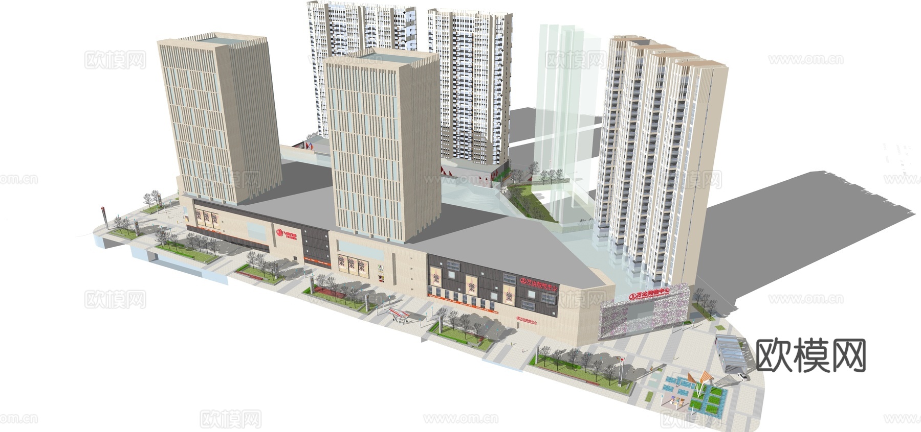 现代商业综合楼su模型下载