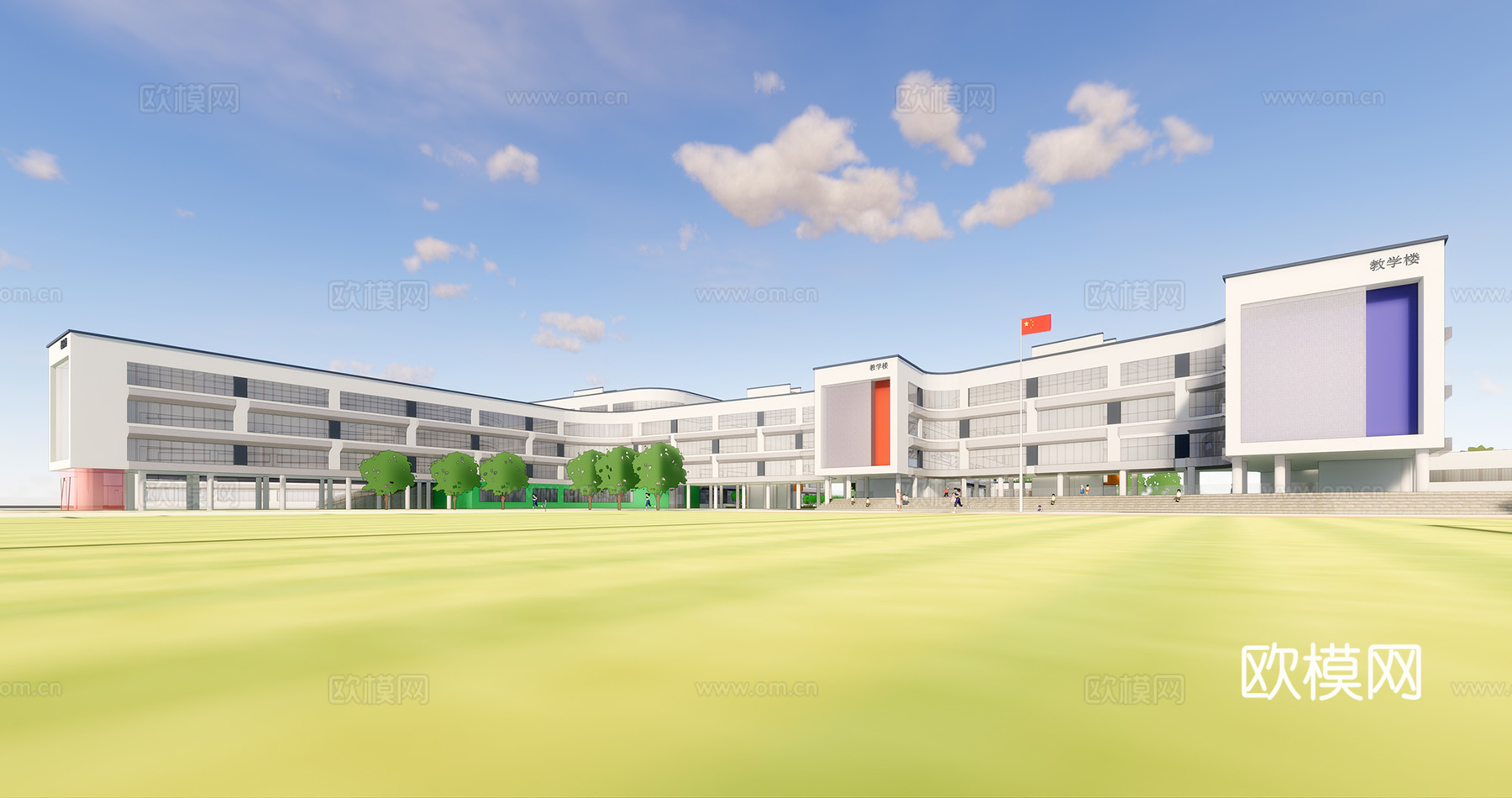 现代学校教学楼su模型下载