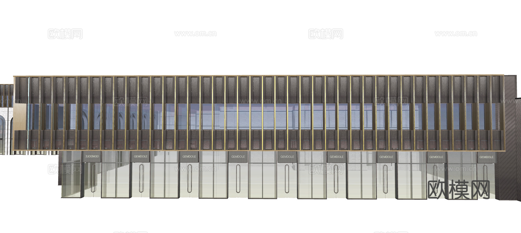 现代沿街商业建筑su模型下载