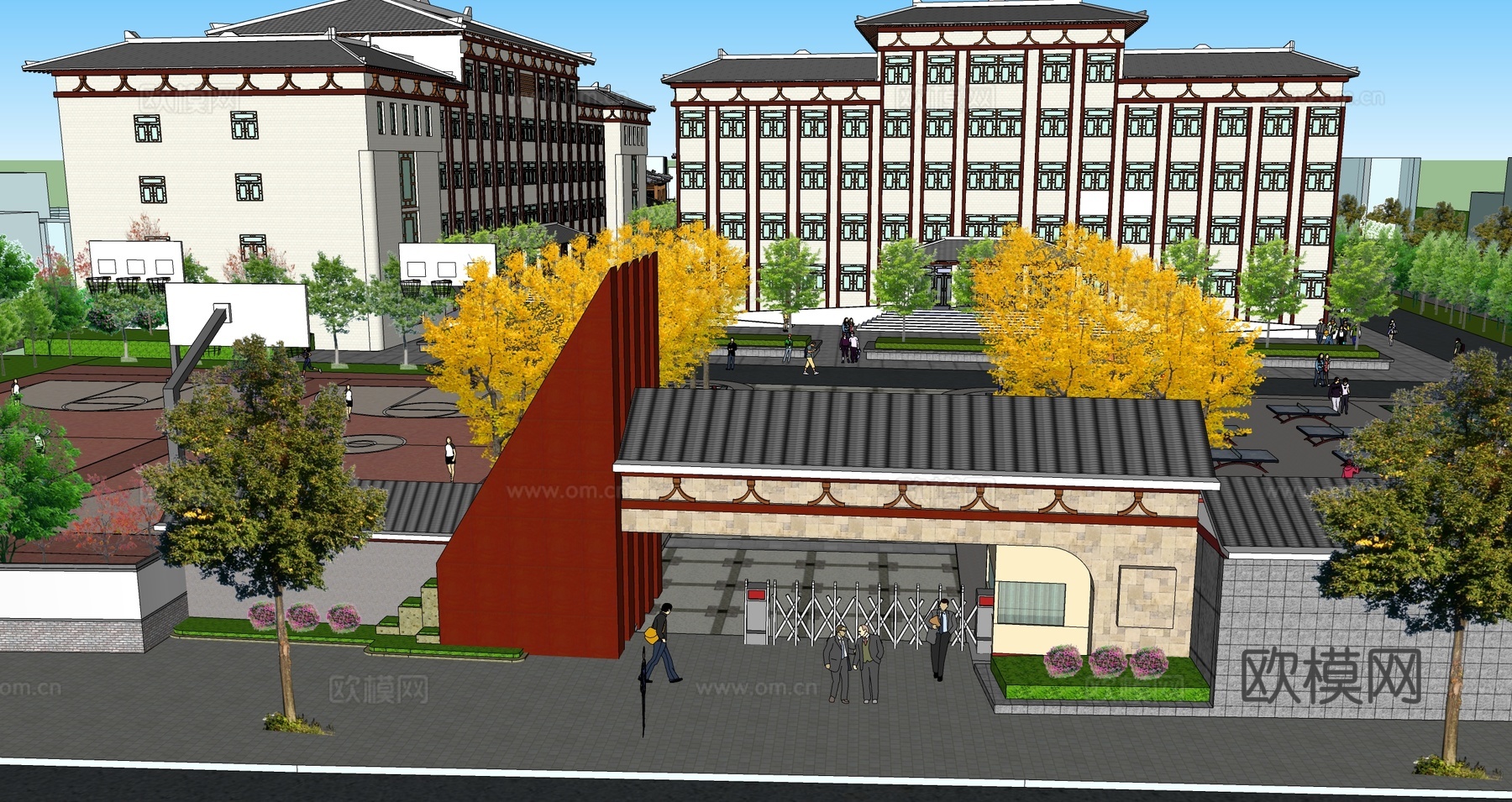 现代学校教学楼su模型下载