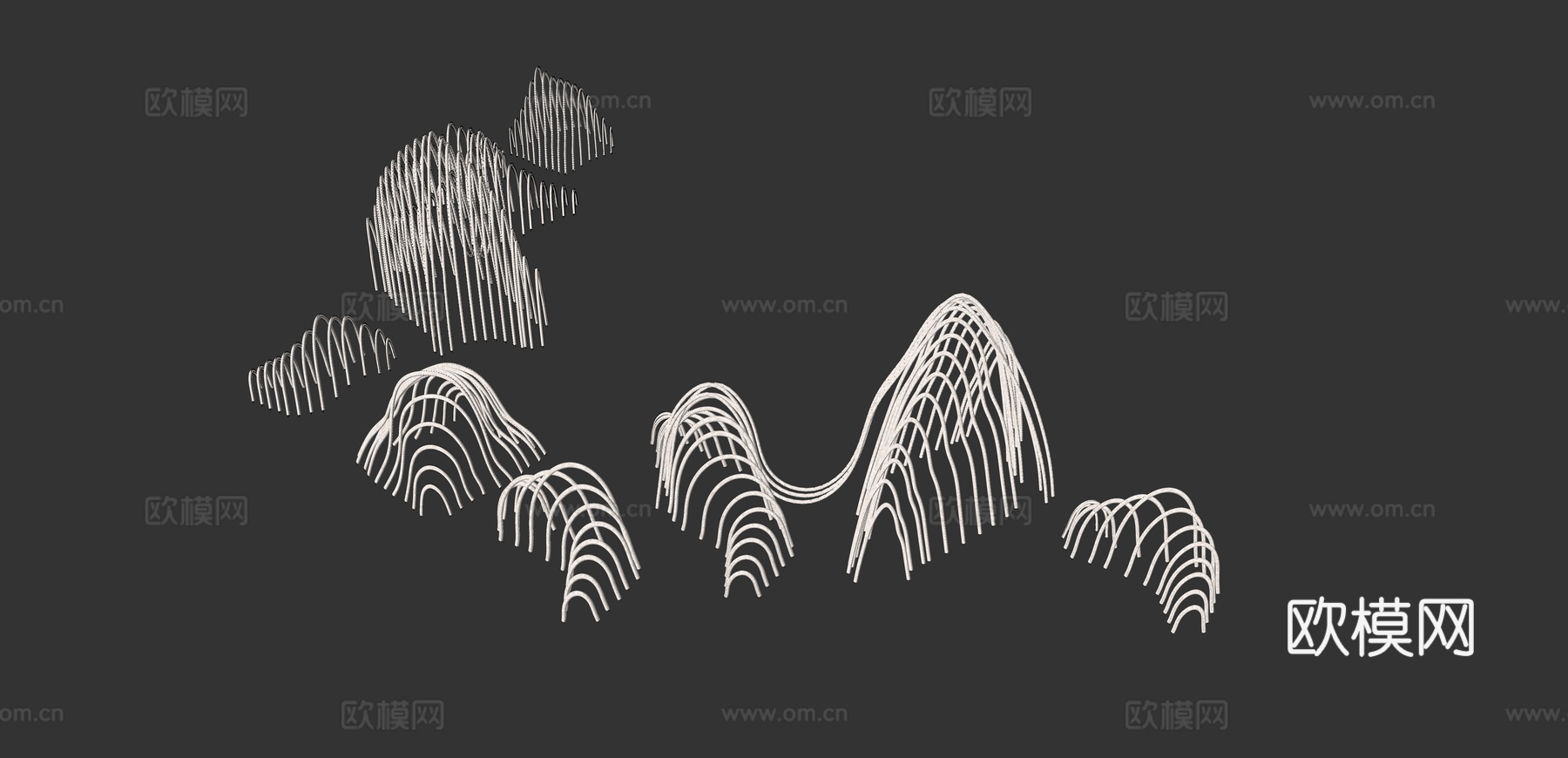 现代抽象线条假山su模型下载