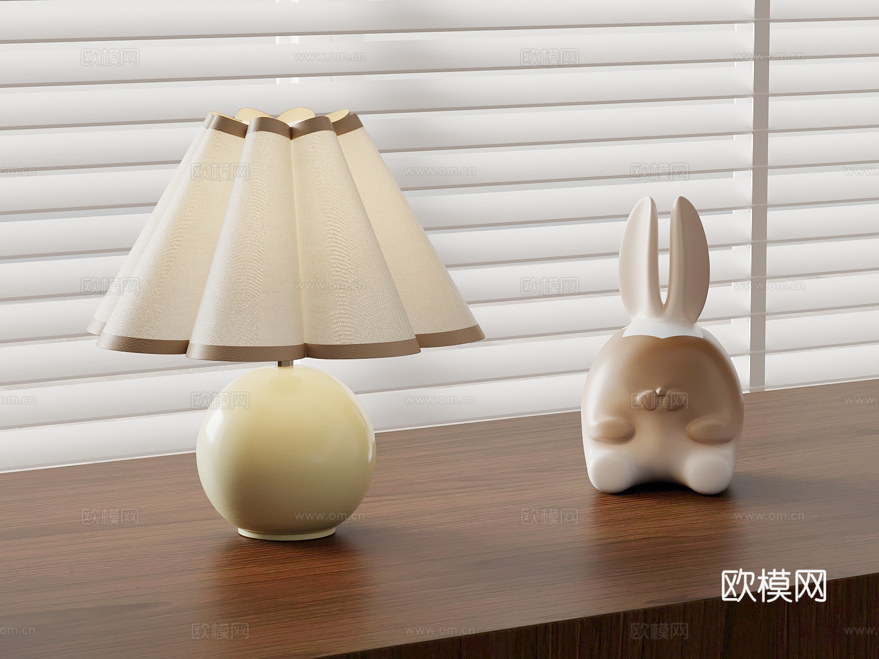 04现代奶油风台灯 雕塑摆件3d模型