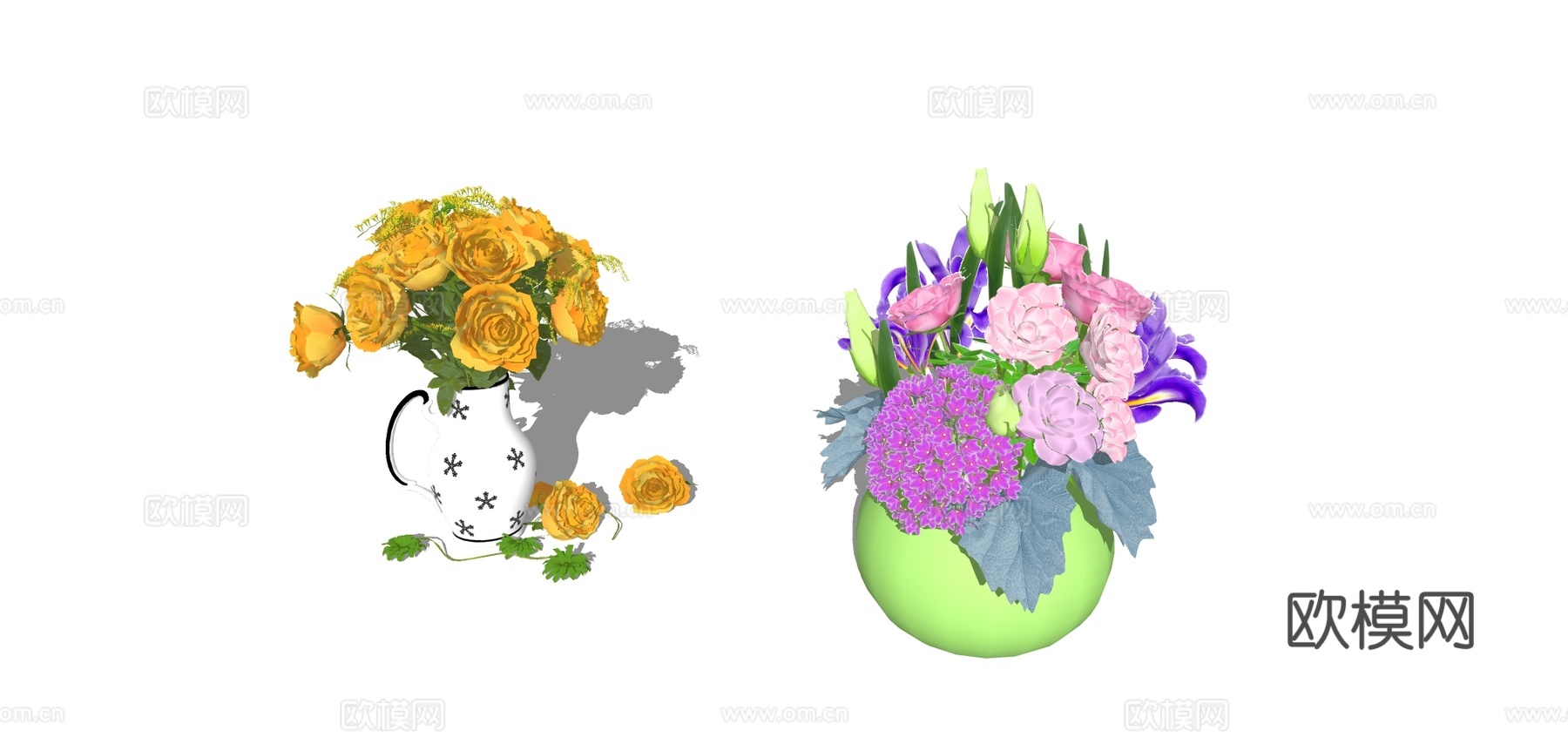 现代花瓶花卉su模型下载