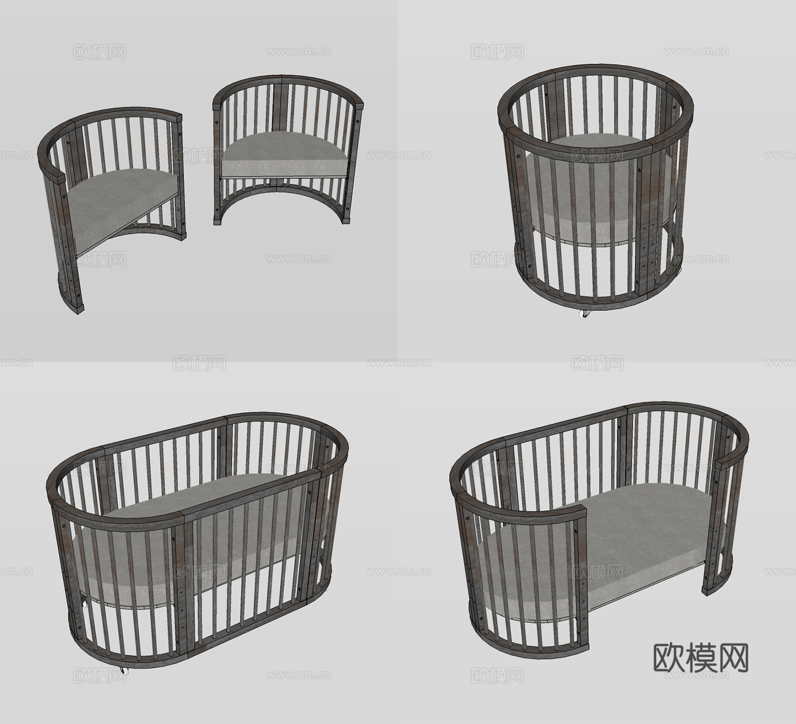 现代婴儿床su模型下载