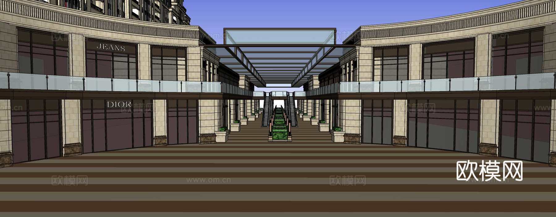 现代高层公寓楼su模型下载