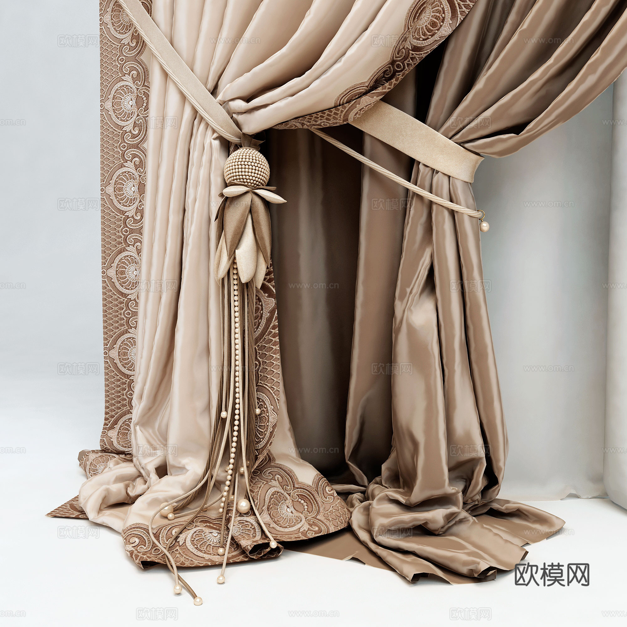 欧式窗帘 布艺窗帘 客厅卧室窗帘3d模型