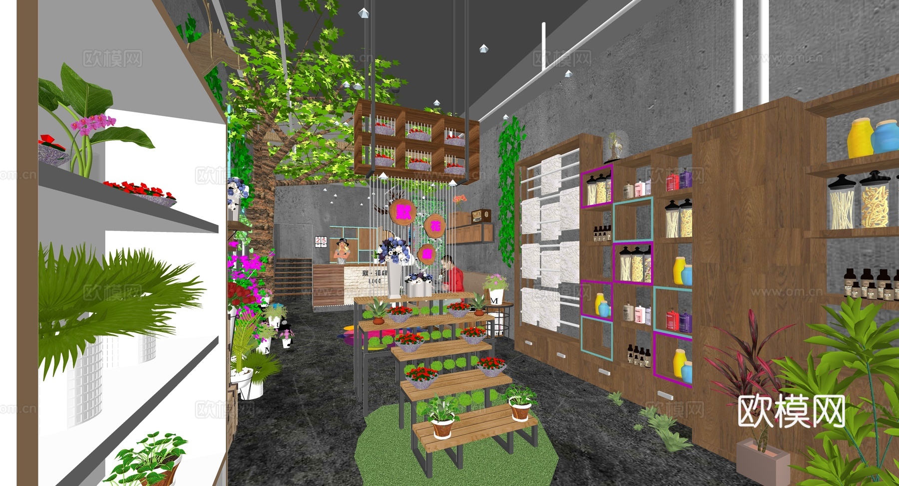 现代花店su模型下载