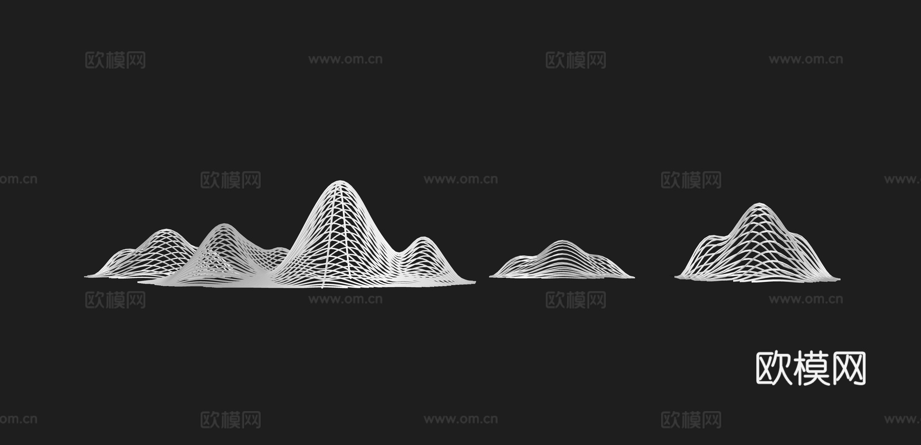 现代假山景观小品su模型下载