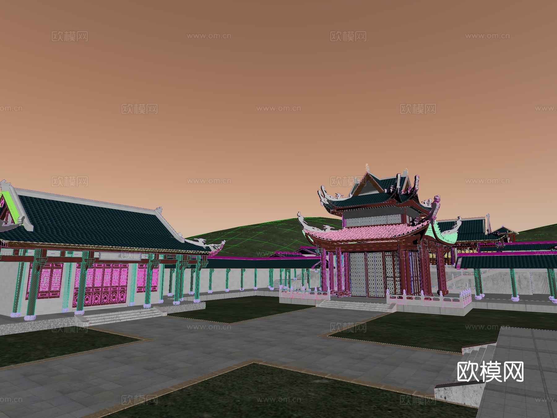 古建 斗拱 中式建筑 庙宇 寺庙 大殿 古镇3d模型