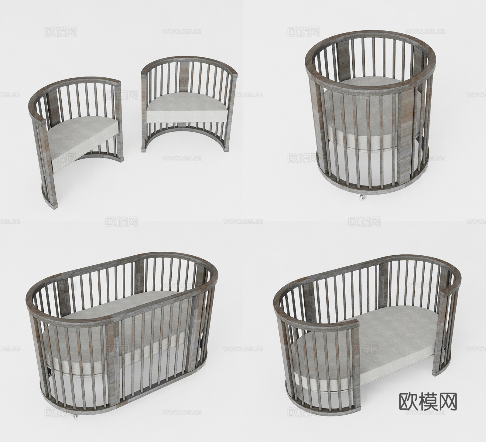 现代婴儿床su模型下载