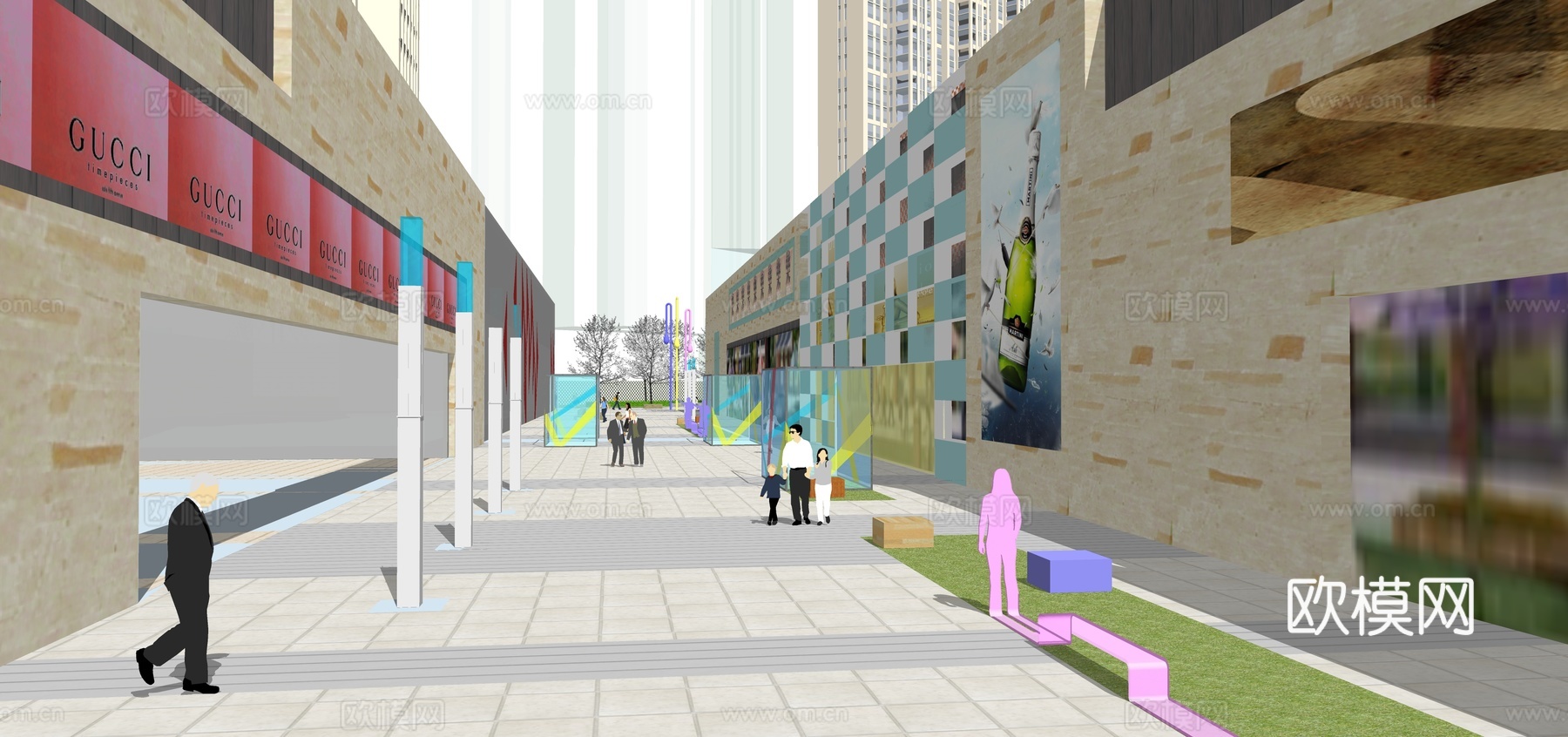 现代商业综合楼su模型下载