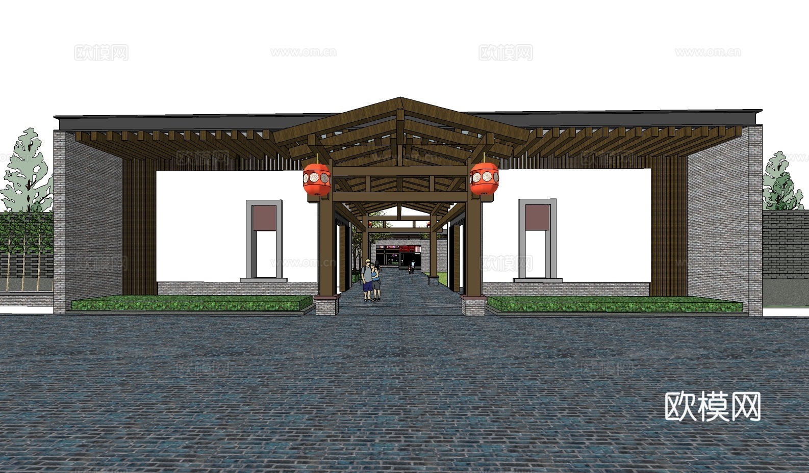 中式休闲会所su模型下载
