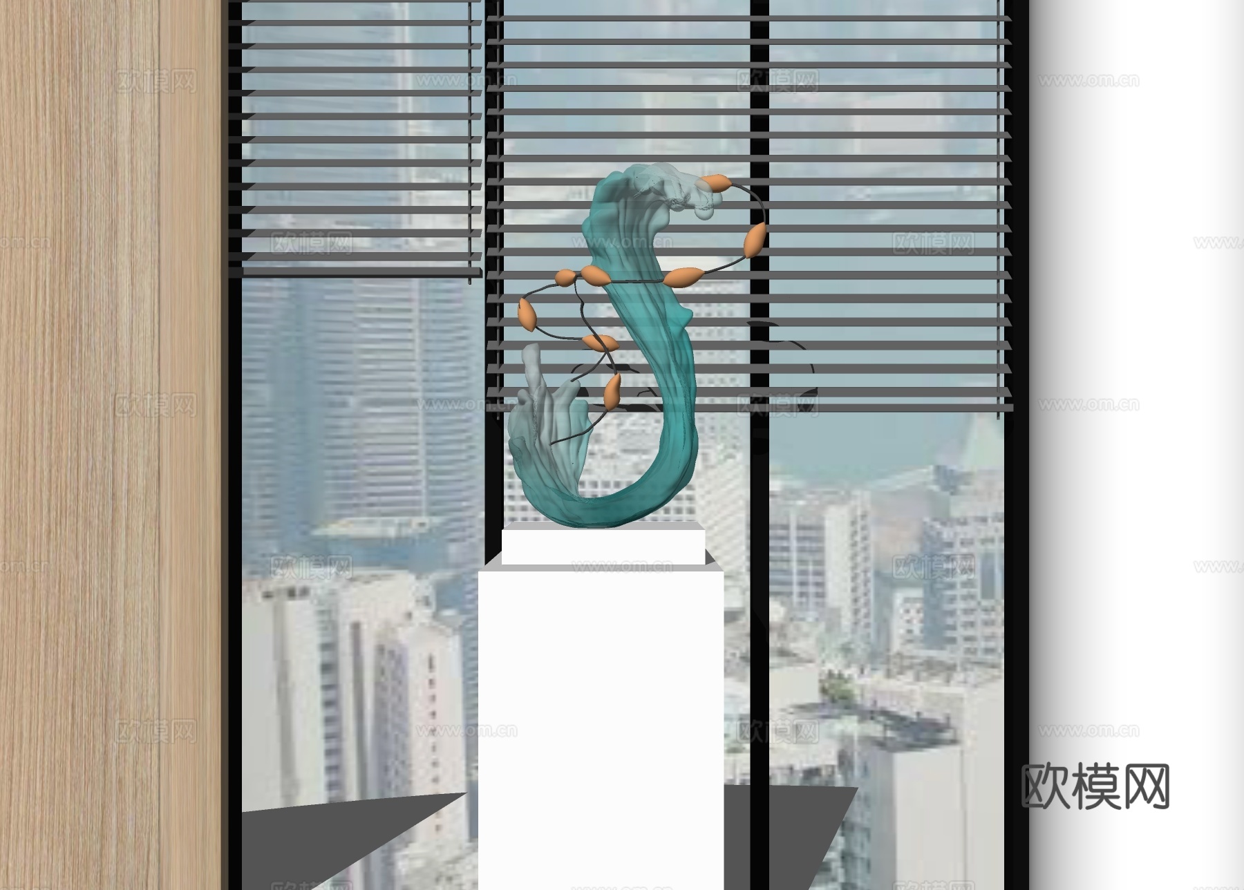 现代浪花雕塑su模型下载