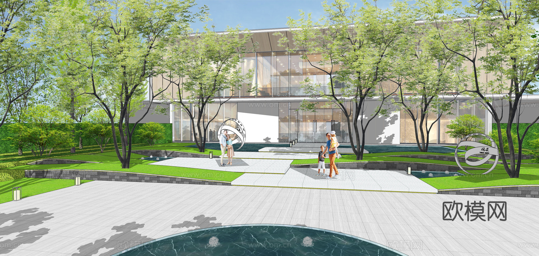 现代售楼部建筑外观su模型下载