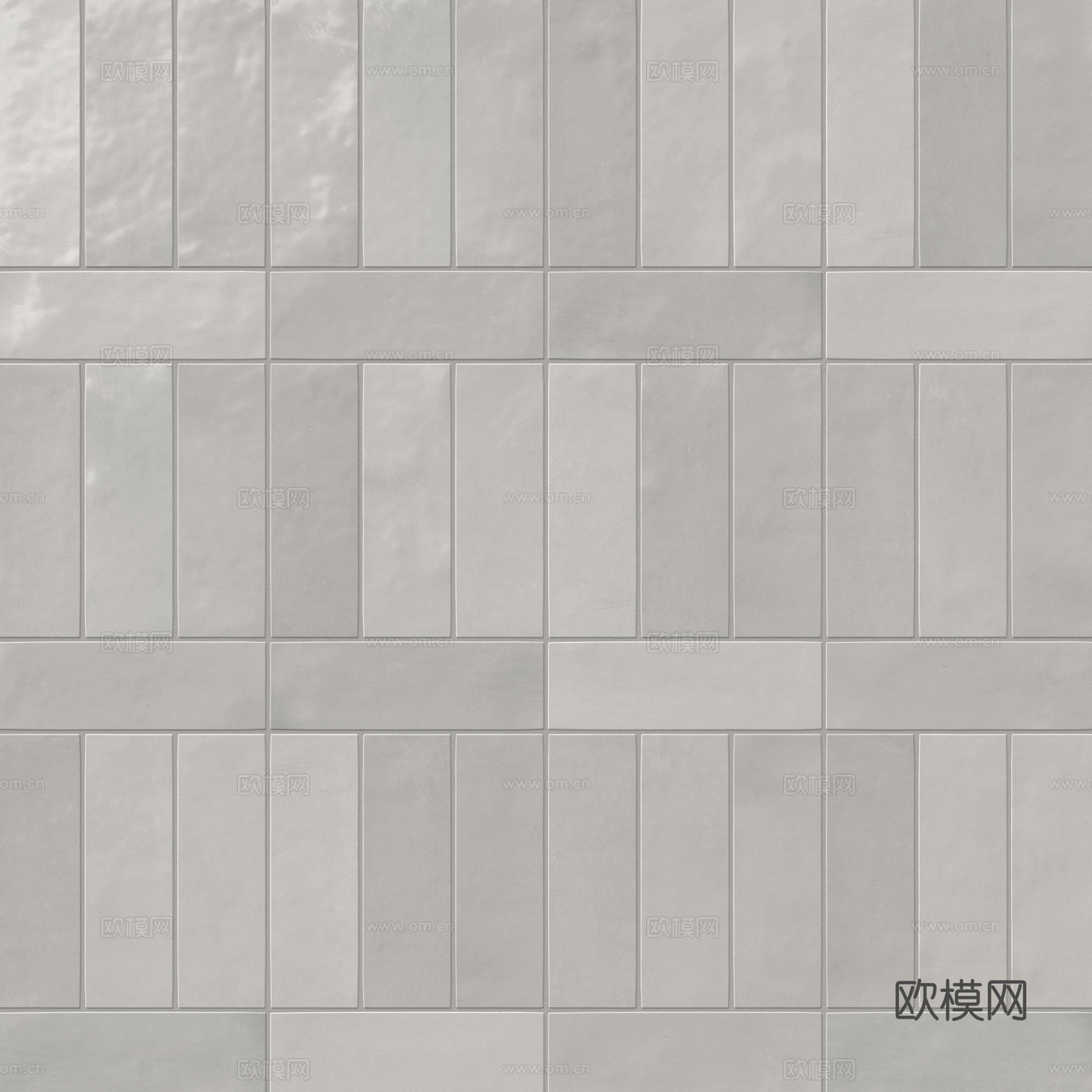 灰色光面釉面瓷砖对缝错拼
