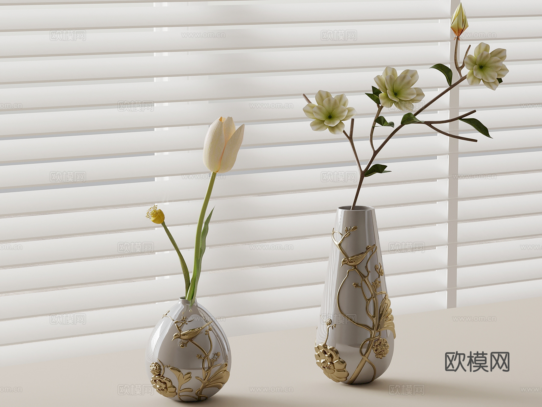 28新中式花瓶 花艺摆件3d模型