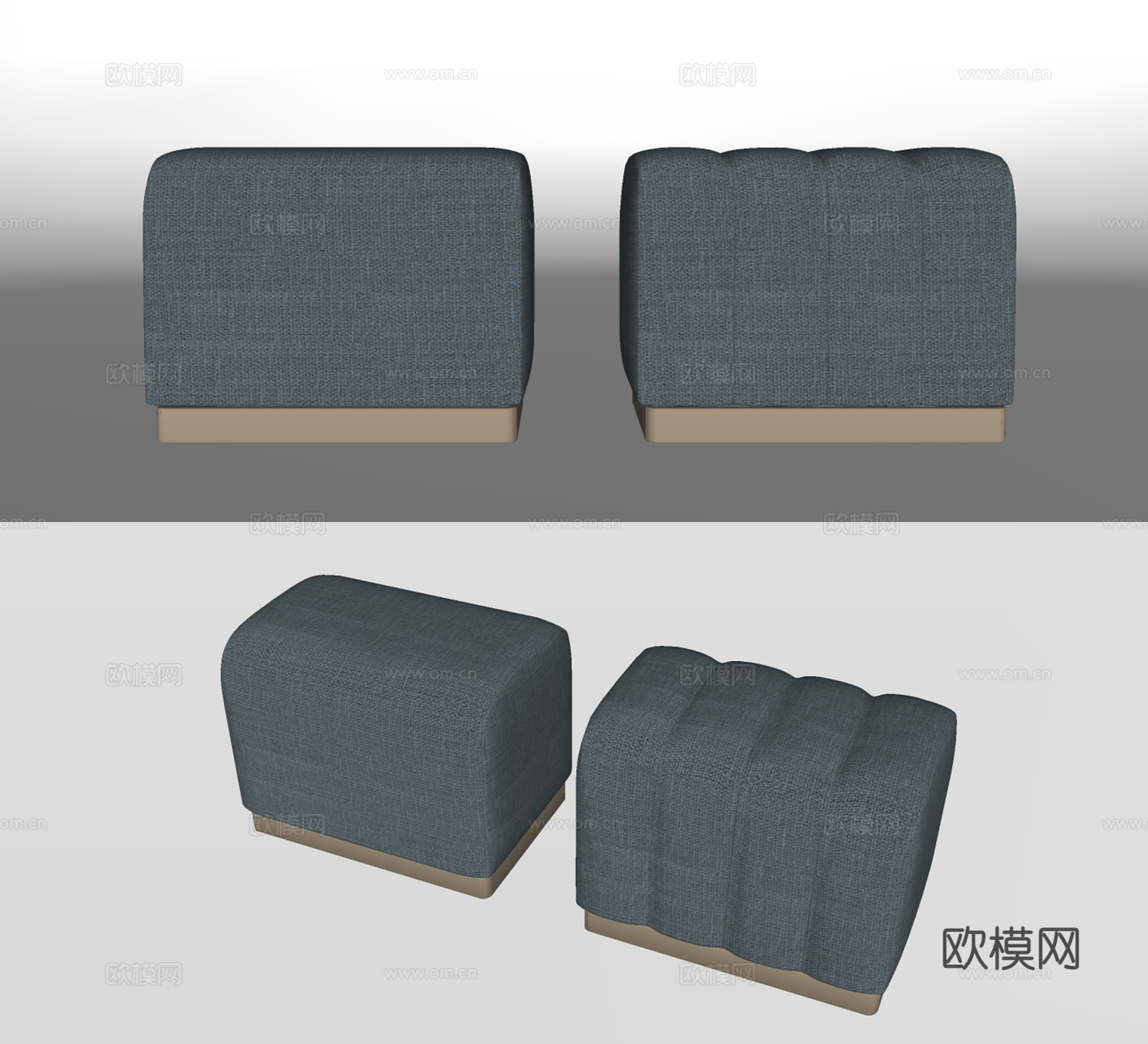 现代布艺脚踏su模型下载