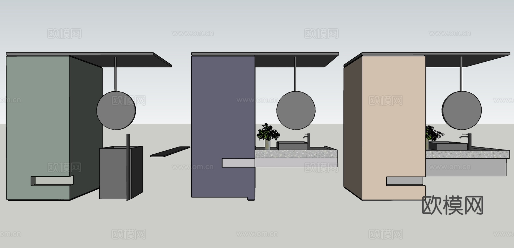 现代洗手台衣柜su模型下载下载（渲染图1）
