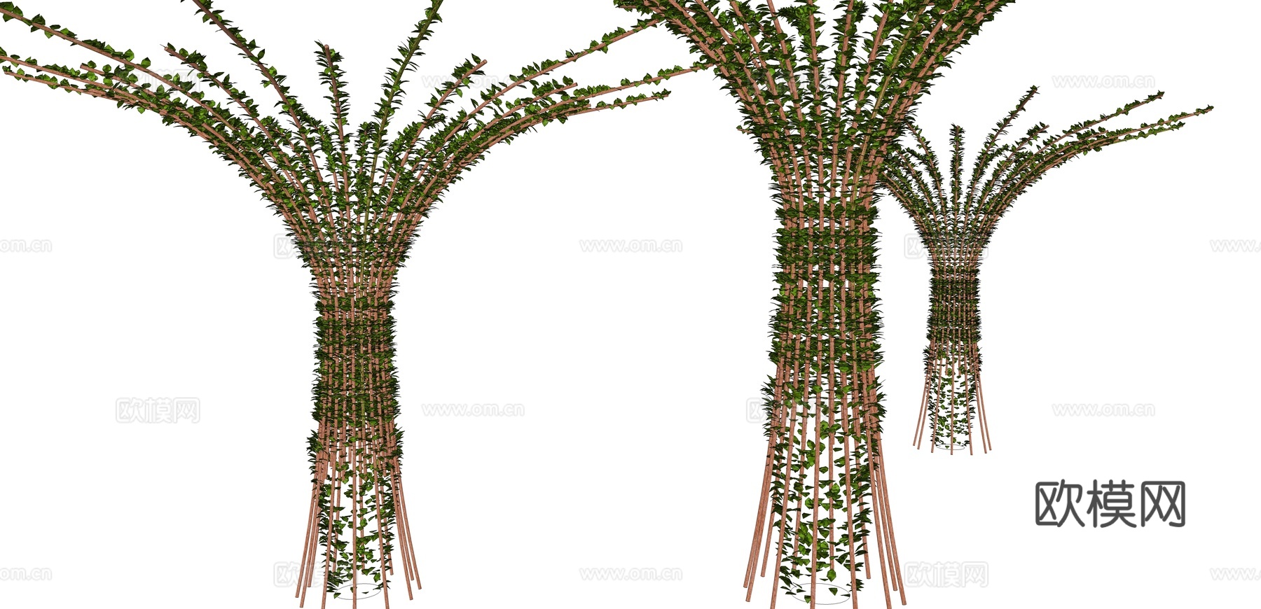 现代植物景观小品su模型下载