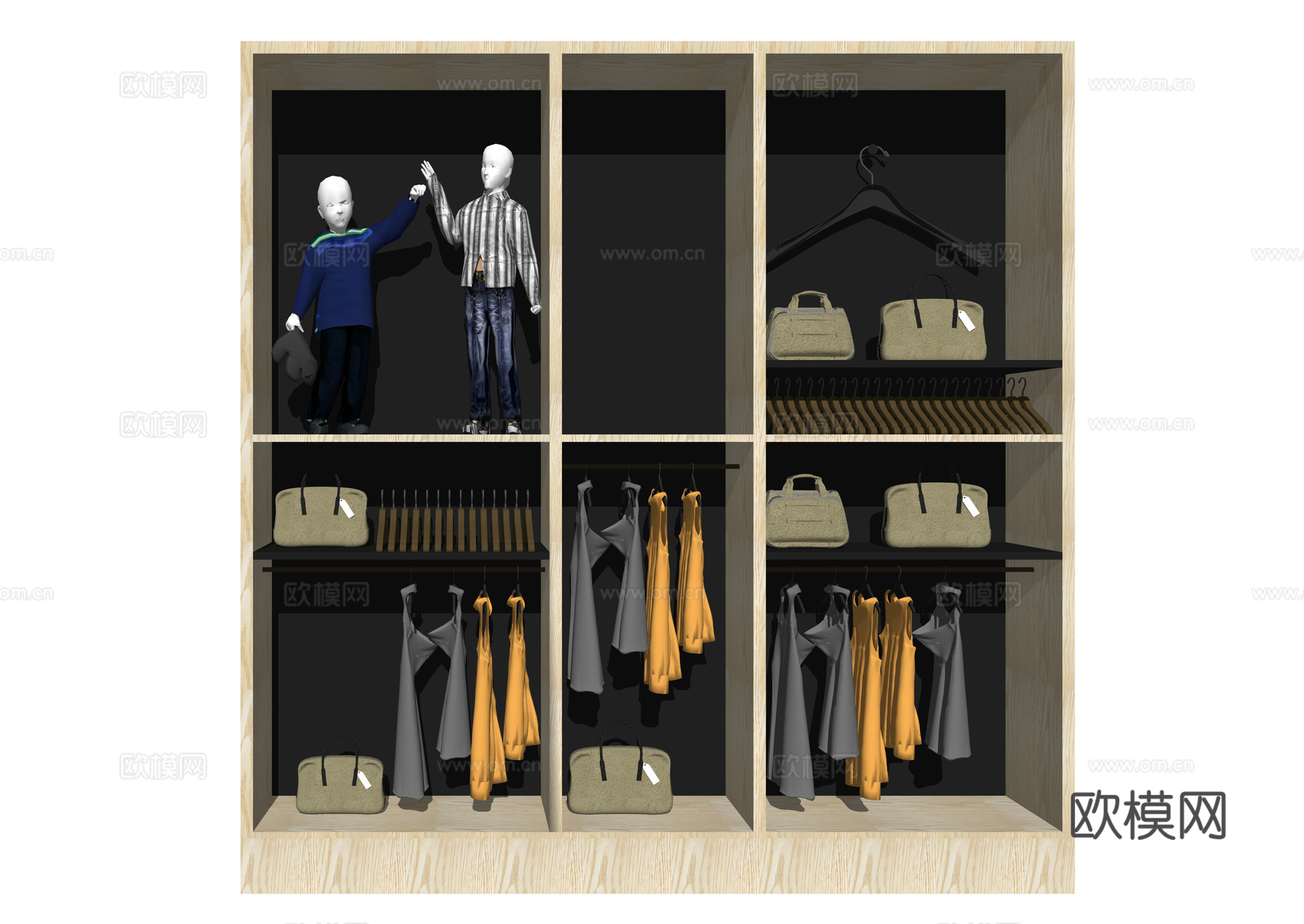 现代服装展示柜su模型下载