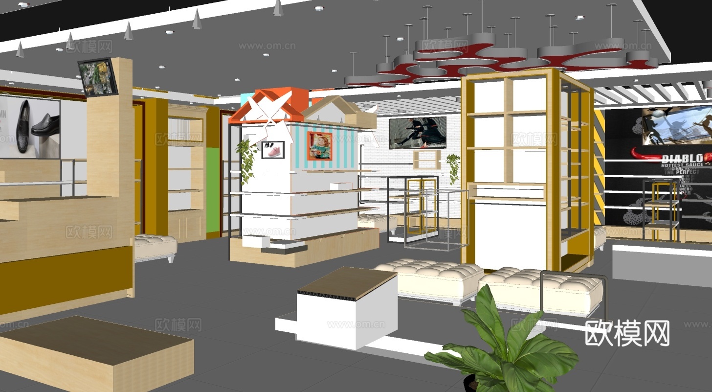 现代鞋店su模型下载