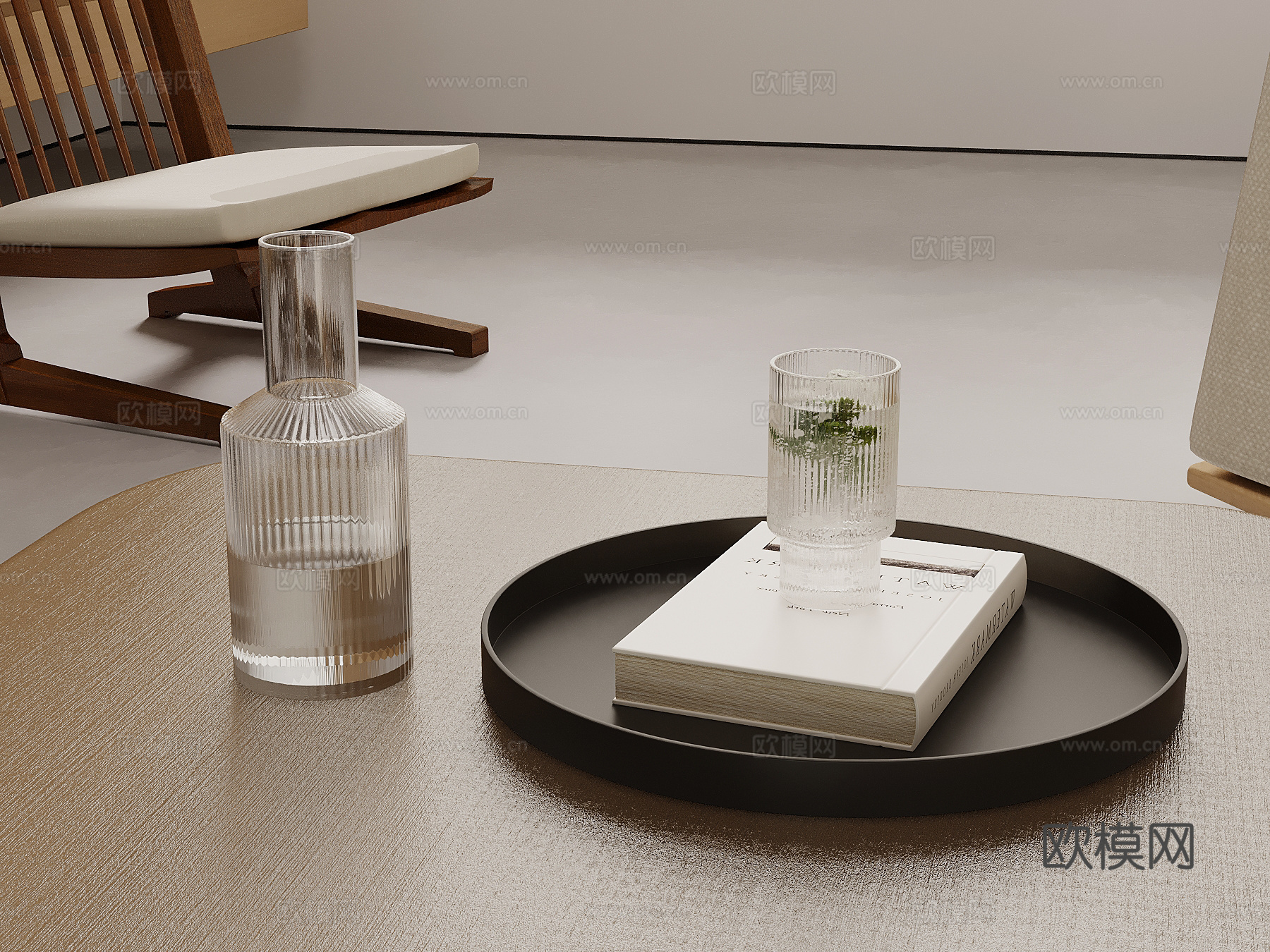 17现代托盘 水杯 摆件3d模型