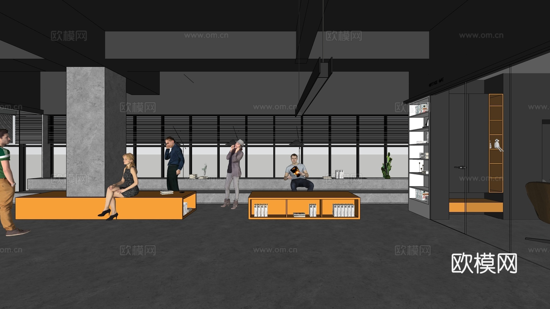 现代办公桌椅su模型下载